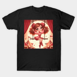 Circus girl give show on flying trapeze T-Shirt